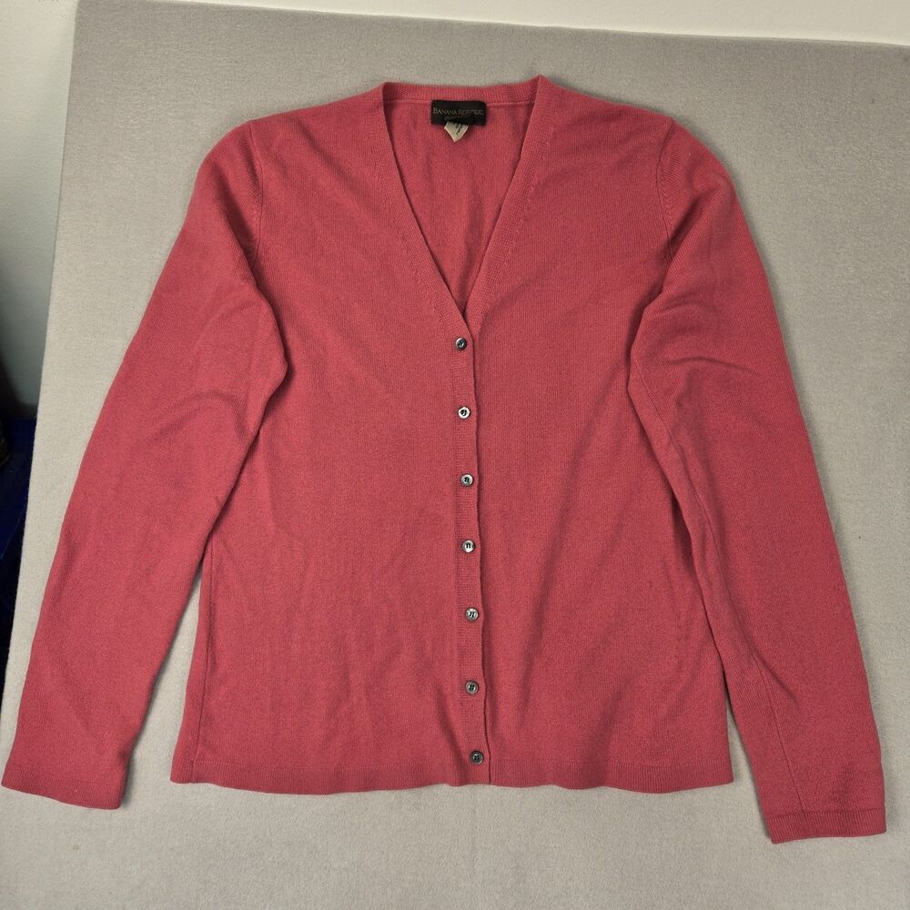 Banana Republic Vintage Y2K Pink 100% Cashmere Open Front Cardigan Size Medium